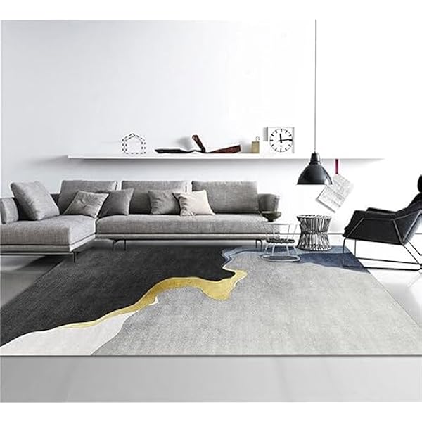 Gebied tapijten woonkamer tapijt, antislip zacht kristal fluwelen tapijt voor gemakkelijk schoon te maken, machinewasbaar tapijt voor woonkamer, slaapkamer, eetkamer wasbare tapijten (grijs goud